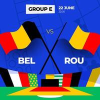 Bélgica vs Rumania fútbol americano 2024 partido versus. 2024 grupo etapa campeonato partido versus equipos introducción deporte fondo, campeonato competencia vector