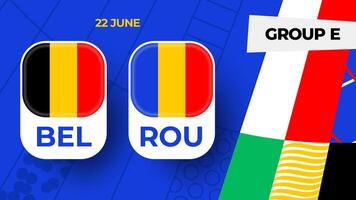 Belgium vs Romania football 2024 match versus. 2024 group stage championship match versus teams intro sport background, championship competition vector