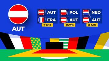 Austria football 2024 match versus set. National team flag 2024 and group stage championship match versus teams vector