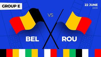 Belgium vs Romania football 2024 match versus. 2024 group stage championship match versus teams intro sport background, championship competition vector