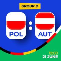 Poland vs Austria football 2024 match versus. 2024 group stage championship match versus teams intro sport background, championship competition vector