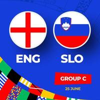 England vs Slovenia football 2024 match versus. 2024 group stage championship match versus teams intro sport background, championship competition vector