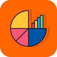 Pie Chart Filled Orange background Icon vector