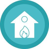 Burning House Glyph Multi Circle Icon vector