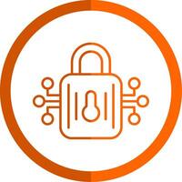 Secured Connection Line Orange Circle Icon vector