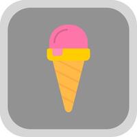 Ice Cream Flat Round Corner Icon vector