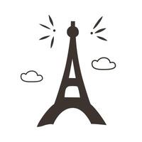 Eifel tower icon, illustration of Paris landmark, doodle image of French architecture, culture of France, traveling in Europe, famous romantic sight, isolated colored clipart vector