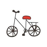 Bicycle icon, illustration of cute cartoon bike on white background, doodle in retro style, traveling and biking concept, france symbol, summer recreation activity, isolated colored clipart vector