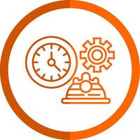 Working Hours Line Orange Circle Icon vector