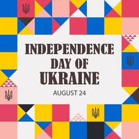 Independence day of Ukraine. August 24. Modern square card with text on a light background and geometric shapes. vector
