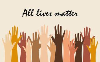 The concept of the social movement for peace All Lives Matter. People of different ethnic groups are fighting to stop discrimination and racism in society. vector