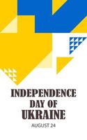 Independence day of Ukraine. August 24. Vertical white poster with yellow and blue triangles. vector