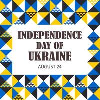 independencia día de Ucrania. agosto 24 cuadrado tarjeta con texto en blanco antecedentes y póster con amarillo y azul triangulos. vector