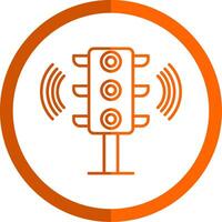 Traffic Signal Line Orange Circle Icon vector