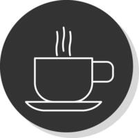 Hot Coffee Line Grey Circle Icon vector