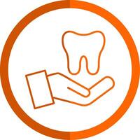 Dental Care Line Orange Circle Icon vector