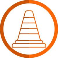 Traffic Cone Line Orange Circle Icon vector