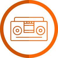 Tape Recorder Line Orange Circle Icon vector