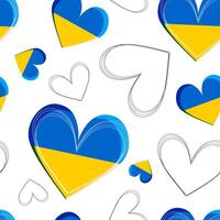 Lovely hearts. Seamless modern pattern. Symbol of love in the colors of the flag of Ukraine on a white background. vector