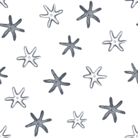 Undersea seamless background. Starfish pattern sketch. Underwater marine life pattern. png