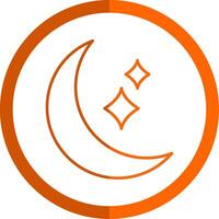 Luna línea naranja circulo icono vector