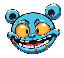 Crazy cartoon monster face big eyes vector