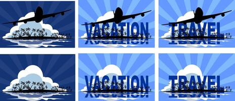 Tropical travel and vacation design illustration for poster or advertisement vector