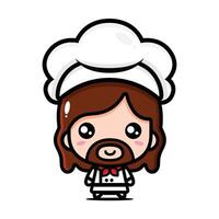 cute jesus wearing chef clothes vector