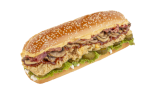 Crispy Chicken with mushroom and salami sandwich png