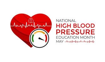 National High Blood pressure education month is observed every year in May. Banner poster, flyer and background design. illustration vector