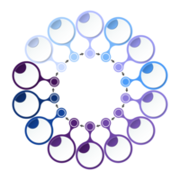 blu tono cerchio Infografica con 14 passi, processi o opzioni. presentazione diapositiva modello. png