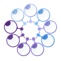 Blau Ton Kreis Infografik mit 9 Schritte, Prozess oder Optionen. Präsentation rutschen Vorlage. png