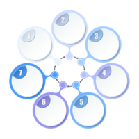 azul tom círculo infográfico com 7 passos, processo ou opções. apresentação deslizar modelo. infográfico disposição Projeto. png