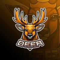 Deer mascot logo design for badge, emblem, esport and t-shirt printing vector