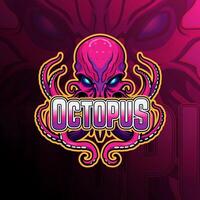 Octopus mascot logo design for badge, emblem, esport and t-shirt printing vector