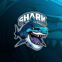 Shark mascot logo design for badge, emblem, esport and t-shirt printing vector