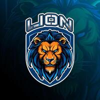 león mascota logo diseño para insignia, emblema, deporte y camiseta impresión vector