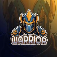 Warrior mascot logo design for badge, emblem, esport and t-shirt printing vector