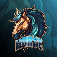 Horse mascot logo e-sport design vector