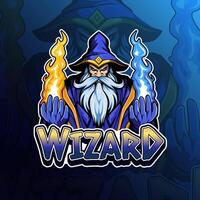 Wizard mascot logo design for badge, emblem, esport and t-shirt printing vector