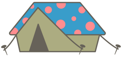 schattig hand- getrokken kawaii zomer camping picknick reeks tent png
