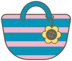 Kids hand drawn kawaii summer cute elements set beach bag png