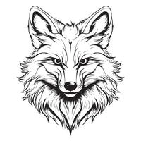 Fox. Graphic, sketch, black and white, hand-drawn portrait vector