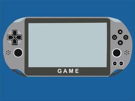 The game console is black with a blue background vector