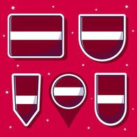 Flat cartoon illustration of Latvia national flag with many shapes inside vector