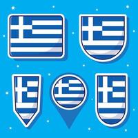 plano dibujos animados ilustración de Grecia nacional bandera con muchos formas dentro vector