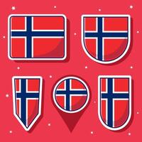 Flat cartoon illustration of Norway national flag with many shapes inside vector