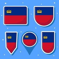 Flat cartoon illustration of Liechtenstein national flag with many shapes inside vector