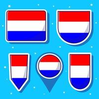 Flat cartoon illustration of Netherlands national flag with many shapes inside vector