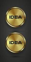 Two Luxury ealistic metal button buttons infographic design. 2 premium icons isolated dark gradient background vector